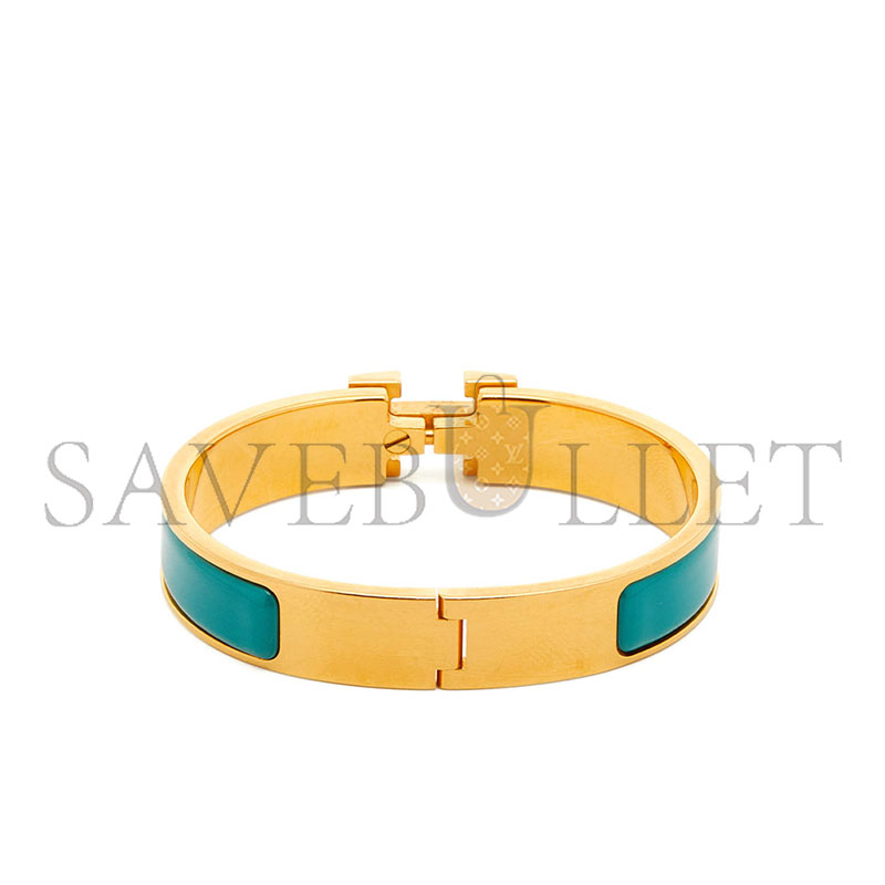 H**mes clic h turquoise enamel gold plated bracelet